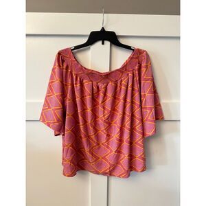 Michelle McDowell pink blouse‎ size large EUC
